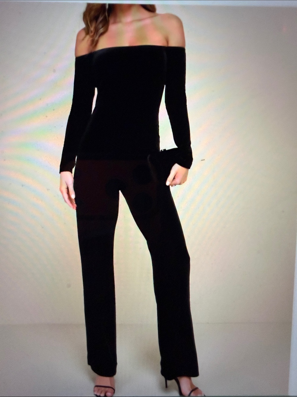 Lulu's Black Velvet Off-the-Shoulder Wide Leg Jumpsuit